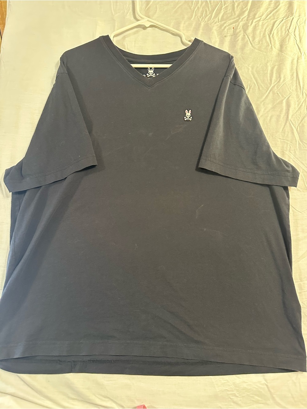 Psycho Bunny Men's V-Neck Short Sleeve Shirt - Navy Blue with Logo